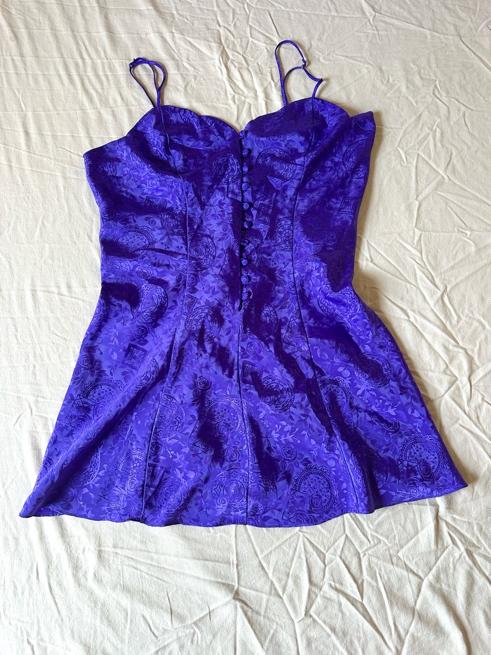 Vintage Victoria's Secret Purple Satin Brocade Slip Dress
